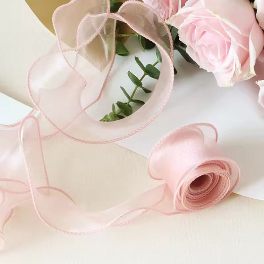 10m Colorful Wave Silk Organza Ribbon Bow Material For Wedding Hair Ornament DIY Gift Christmas Festival Supplie Ribbons 40mm