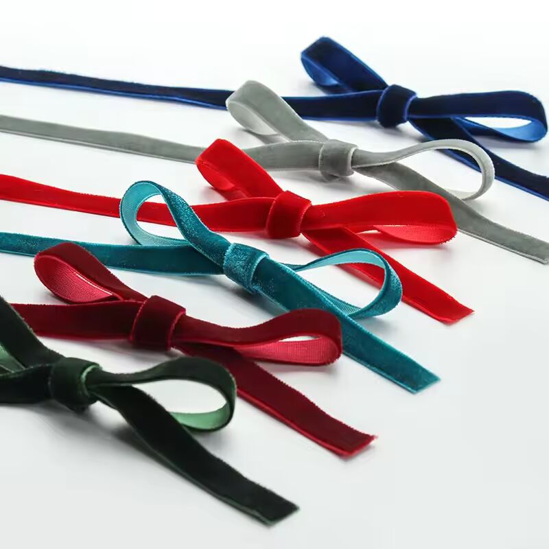 50Yards/roll Velvet Flocking Ribbon Flowers Handmade Clothing Accessories Delicate Velvet Gift Box Decoration DIY Baking Ribbons